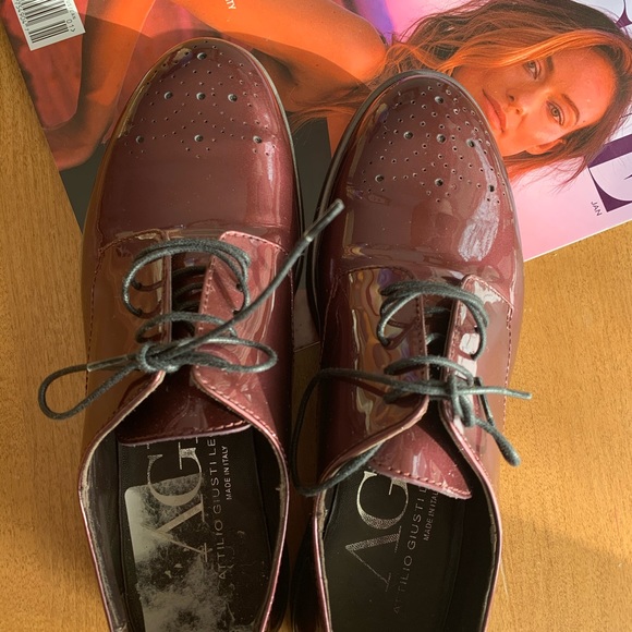 COOL ๐ AGL Patent Leather Loafers Burgundy Maroon Size 6 Made in Italy -New! - Picture 5 of 15